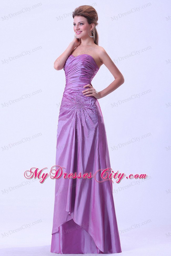 Lavender Sweetheart Homecoming Dress With Beading and Ruche