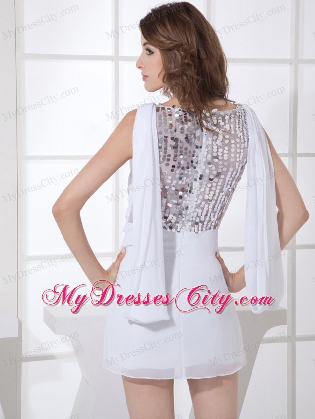 Sequins And Watteau Train Decorate Scoop Homecoming Dress