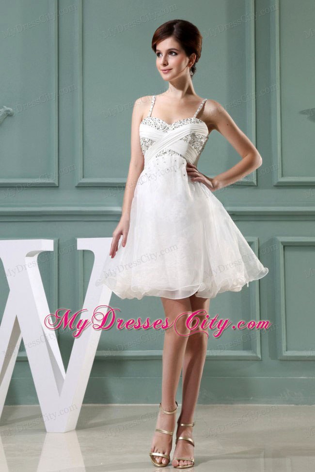 Beaded Decorate Mini-length A-Line Homecoming Dress with Straps