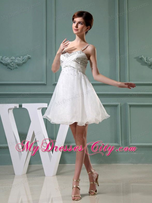 Beaded Decorate Mini-length A-Line Homecoming Dress with Straps