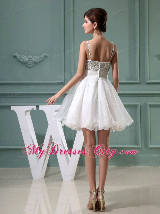 Beaded Decorate Mini-length A-Line Homecoming Dress with Straps