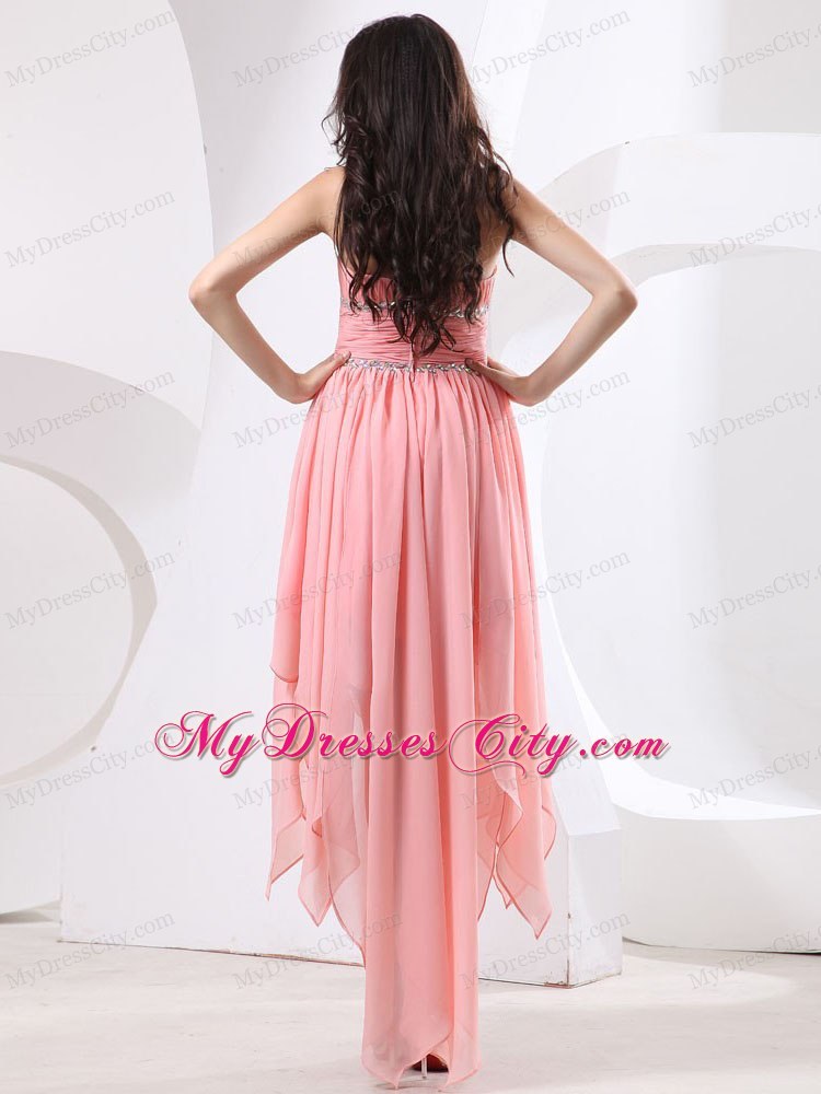 Watermelon High-low Homecoming Dress With Beaded For 2013