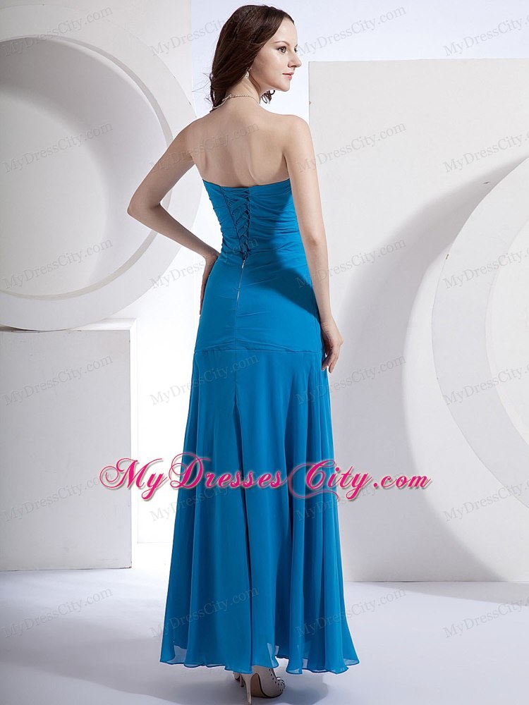 Blue Ankle-length Homecoming Dress With Appliques For Customize