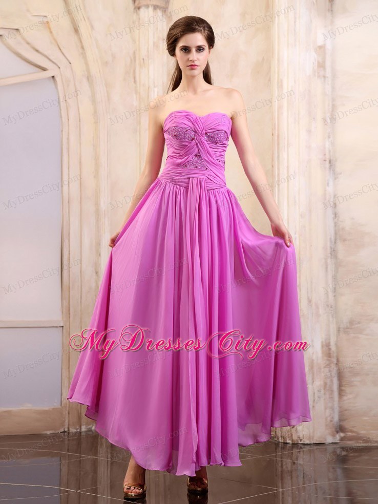 Lavender Sweetheart Chiffon Homecoming Dress Ruching Decorate