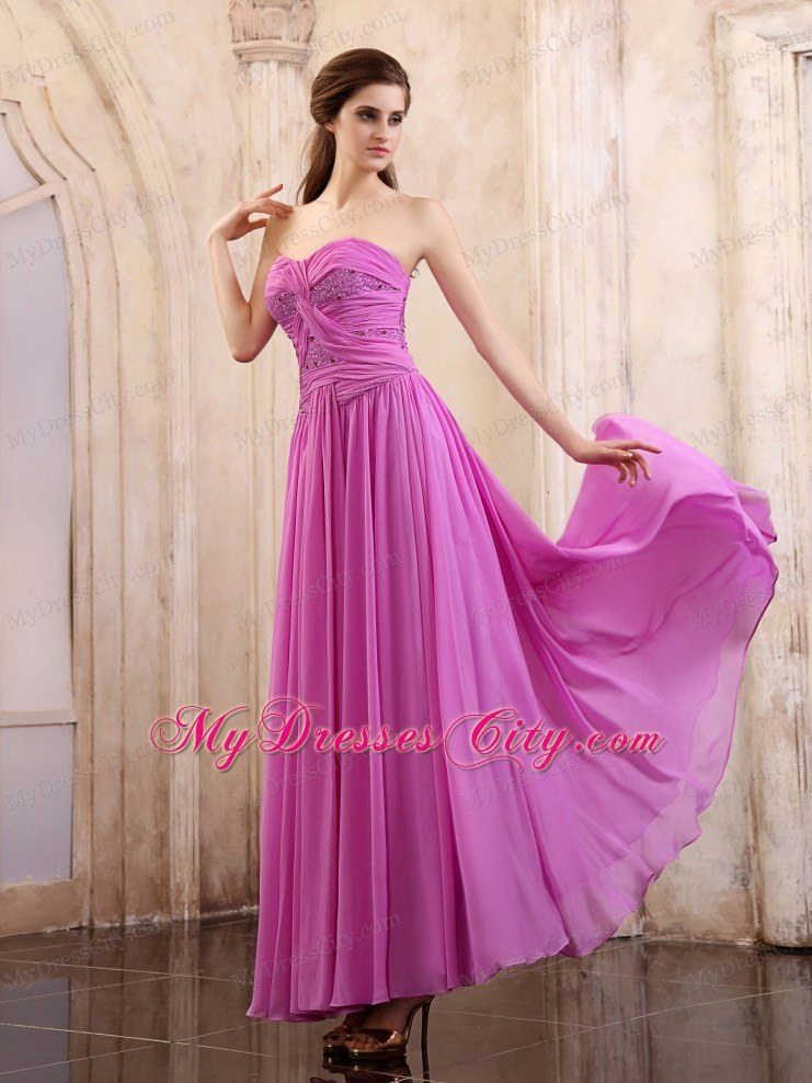 Lavender Sweetheart Chiffon Homecoming Dress Ruching Decorate