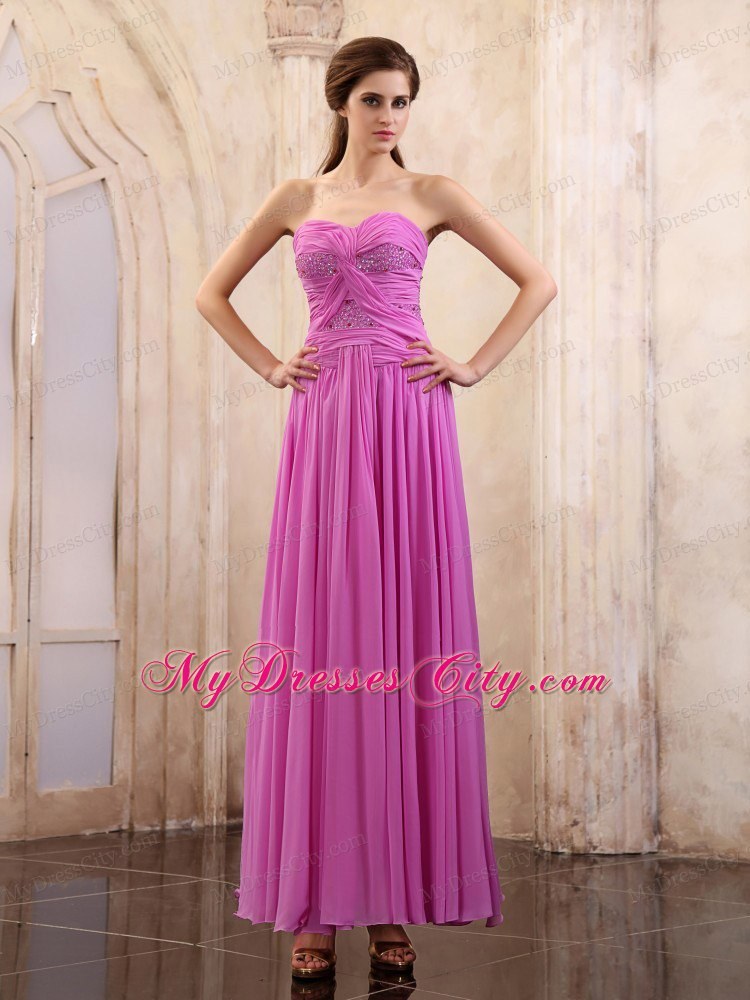 Lavender Sweetheart Chiffon Homecoming Dress Ruching Decorate