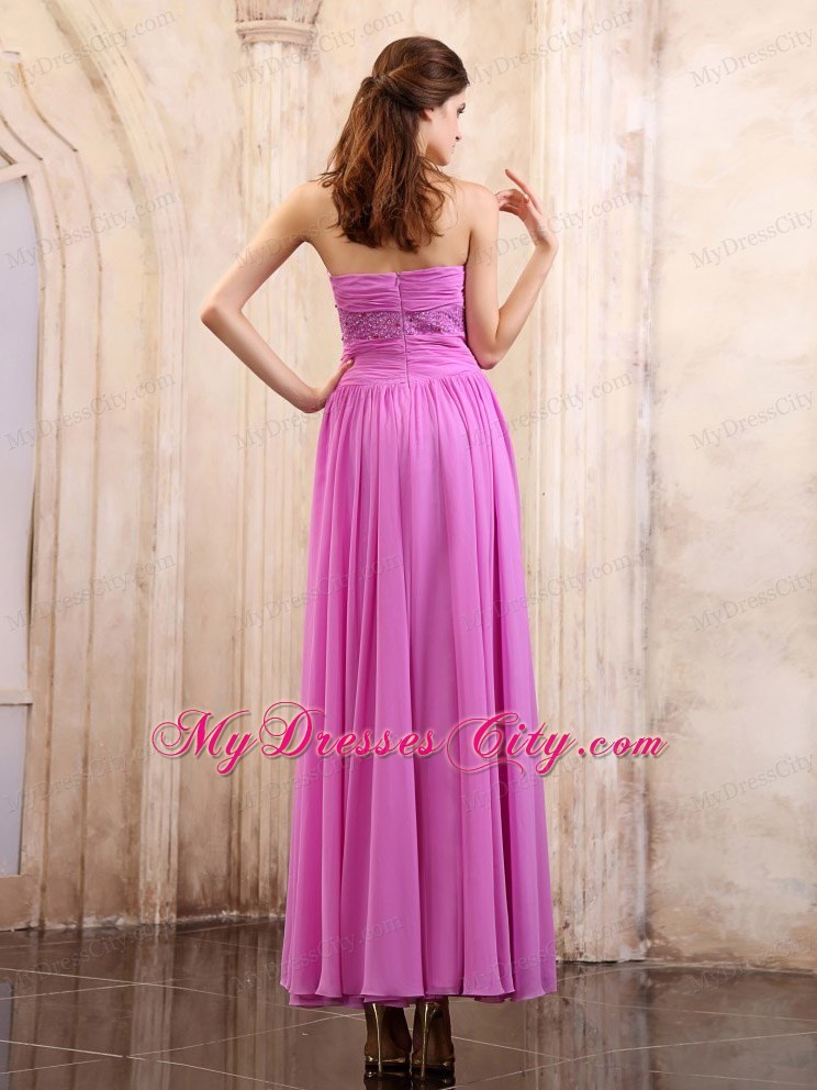 Lavender Sweetheart Chiffon Homecoming Dress Ruching Decorate