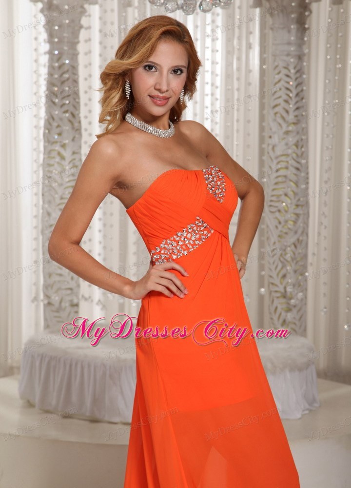 Wholesale High-low Beading Homecoming Dress Orange Red Party Style