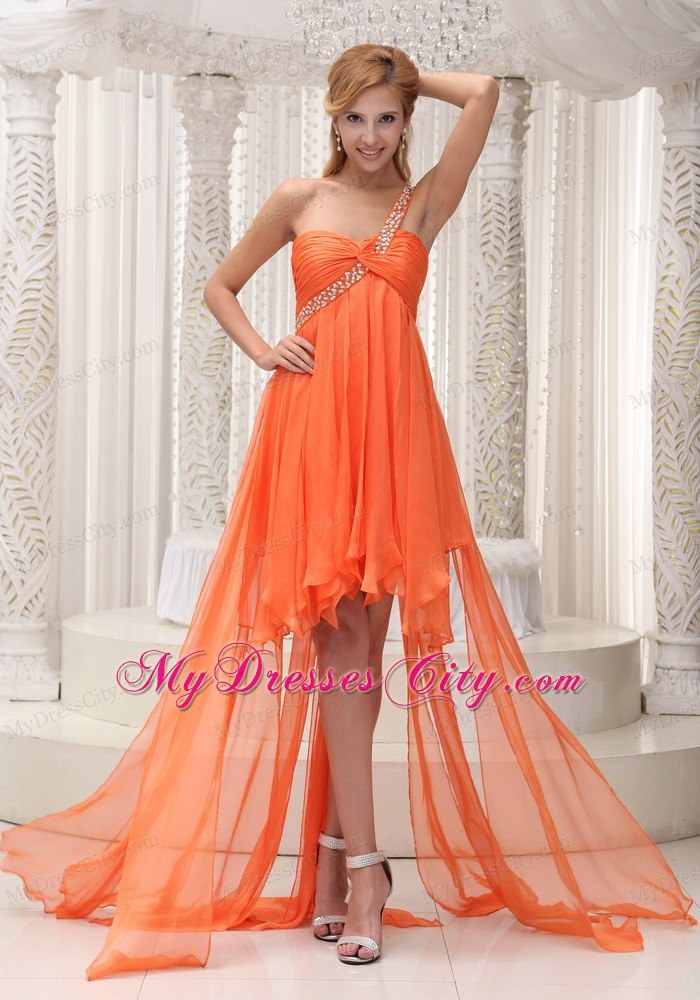 Beaded One Shoulder High-low A-line Homecoming Dress Ruched