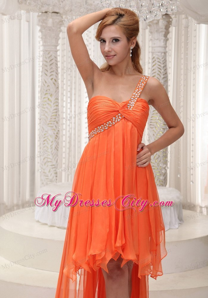 Beaded One Shoulder High-low A-line Homecoming Dress Ruched