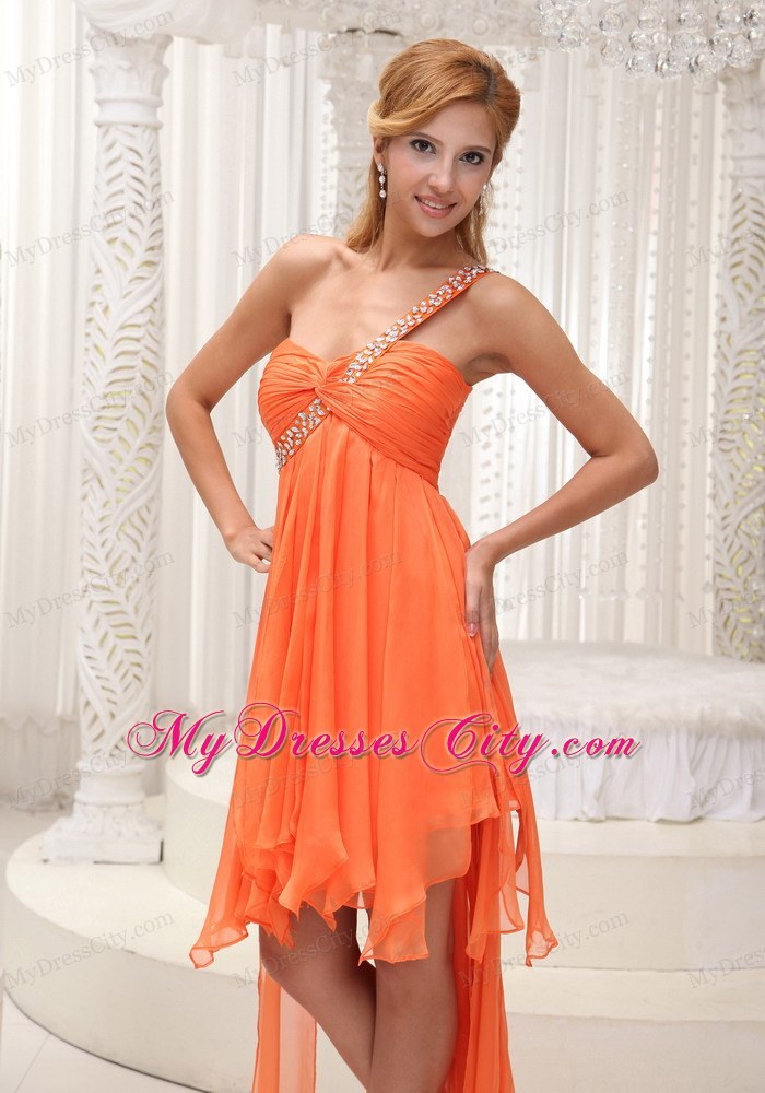 Beaded One Shoulder High-low A-line Homecoming Dress Ruched