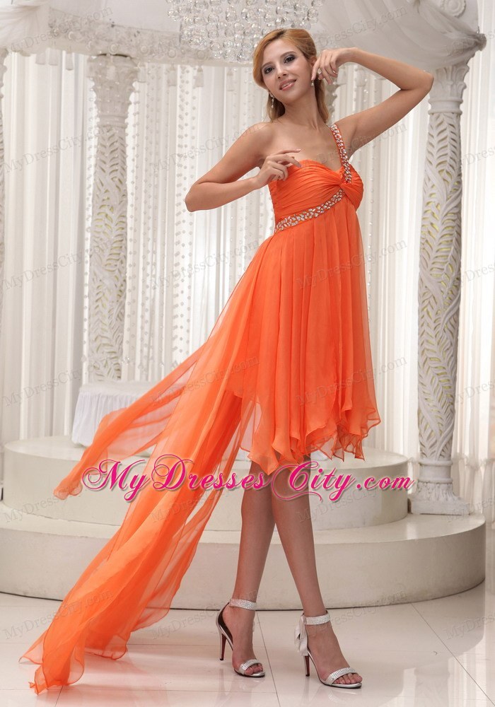 Beaded One Shoulder High-low A-line Homecoming Dress Ruched