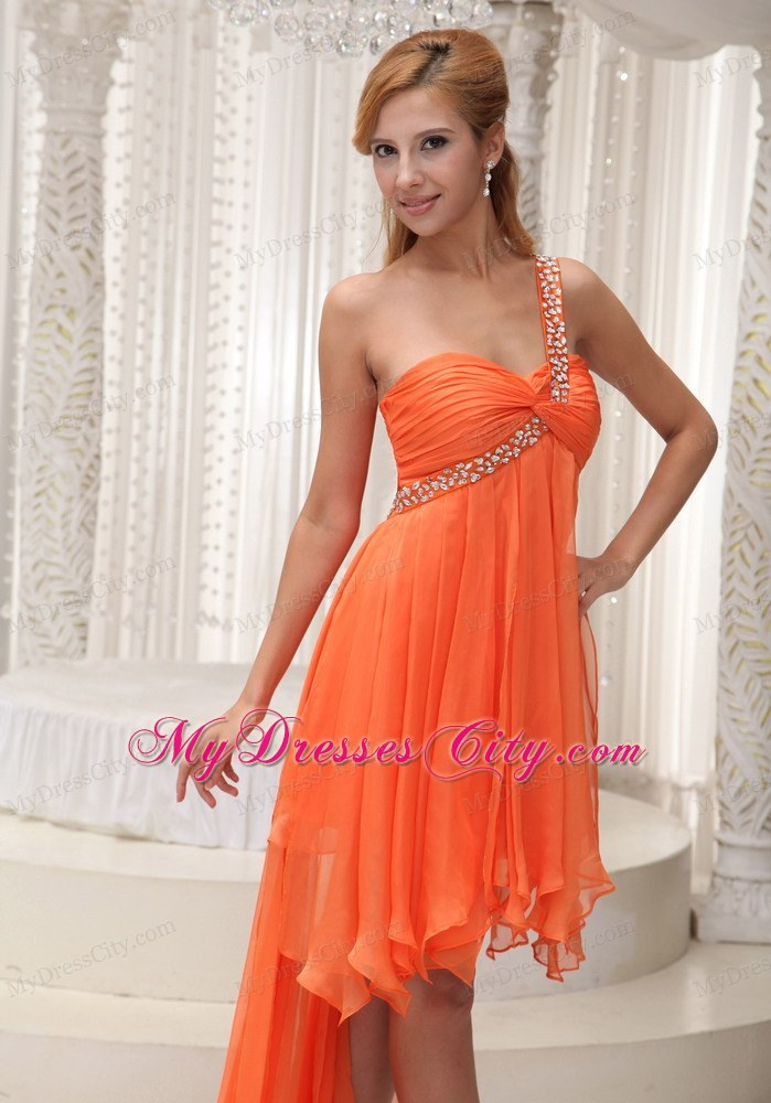 Beaded One Shoulder High-low A-line Homecoming Dress Ruched