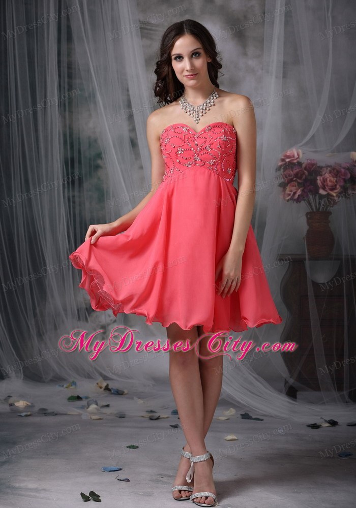 The Super Hot Coral Red A-line Homecoming Dress Beading Design