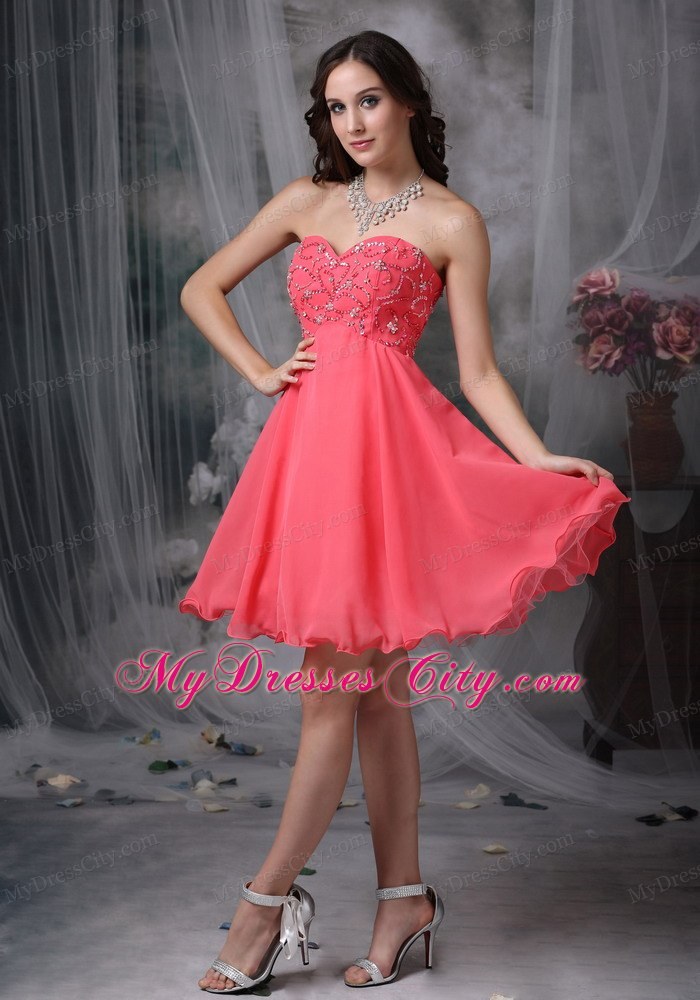 The Super Hot Coral Red A-line Homecoming Dress Beading Design