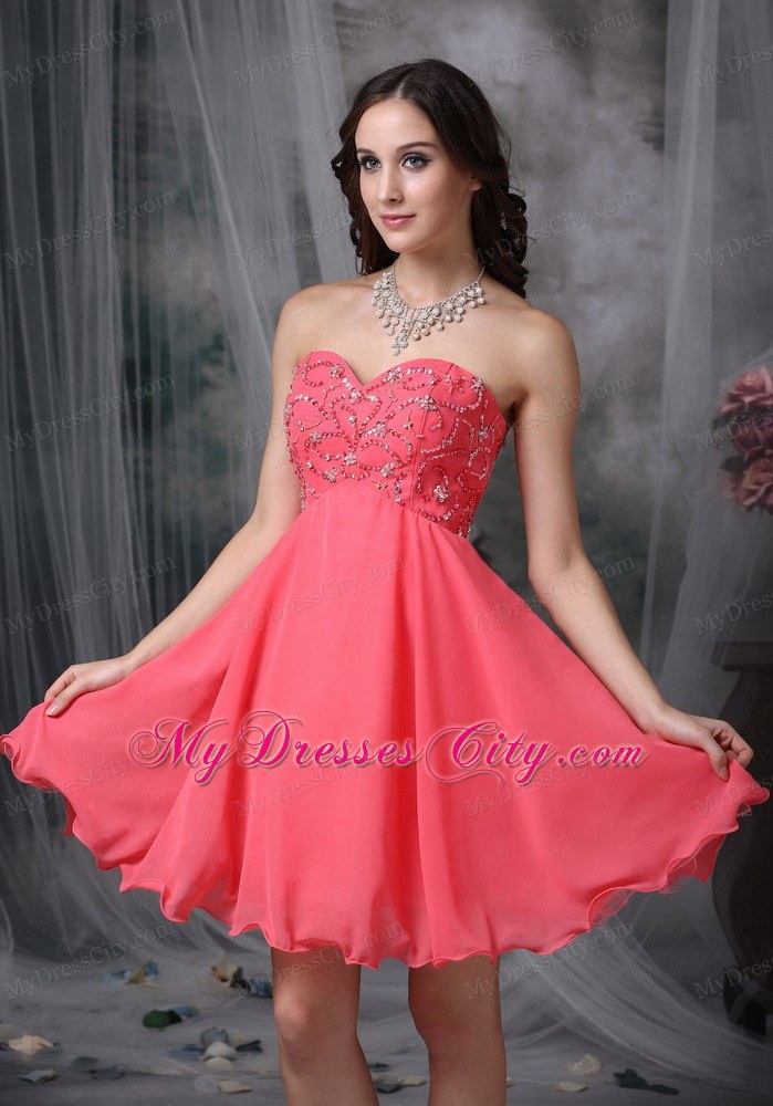 The Super Hot Coral Red A-line Homecoming Dress Beading Design