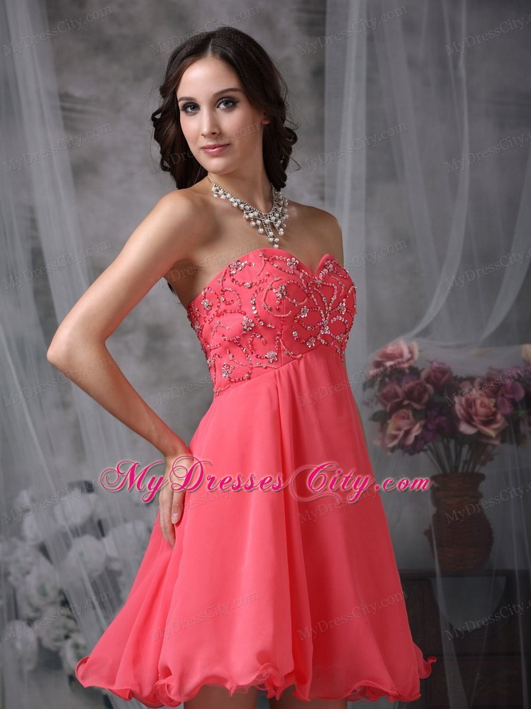 The Super Hot Coral Red A-line Homecoming Dress Beading Design