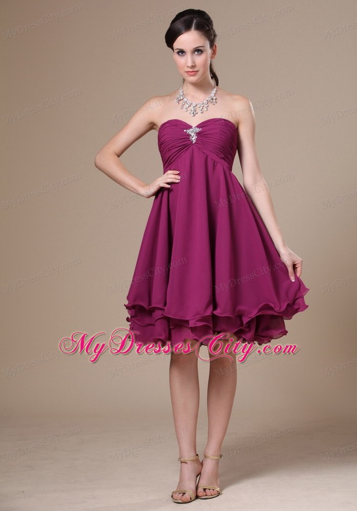 Fuchsia Homecoming Dress With Sweetheart Beading Decorate