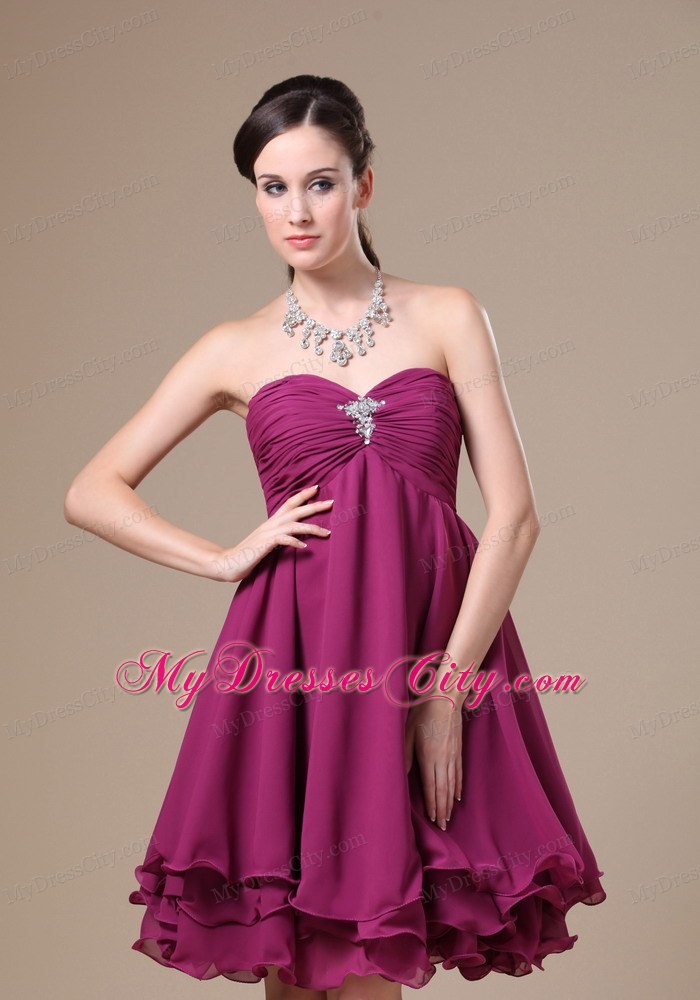 Fuchsia Homecoming Dress With Sweetheart Beading Decorate