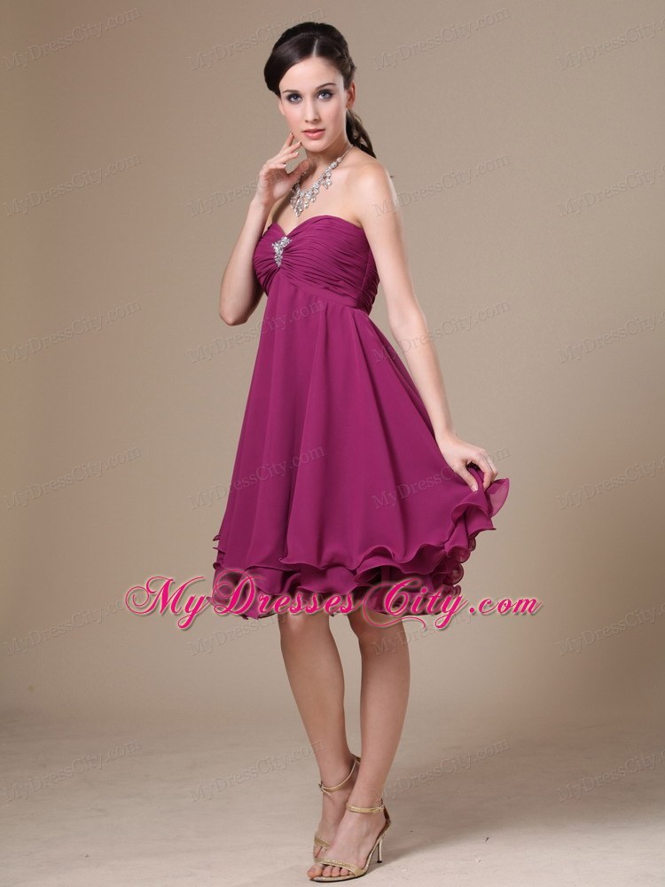 Fuchsia Homecoming Dress With Sweetheart Beading Decorate