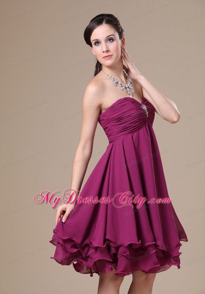 Fuchsia Homecoming Dress With Sweetheart Beading Decorate