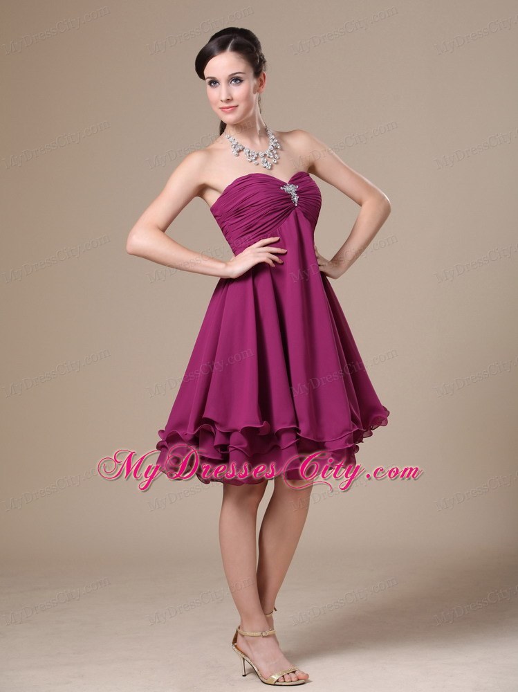 Fuchsia Homecoming Dress With Sweetheart Beading Decorate