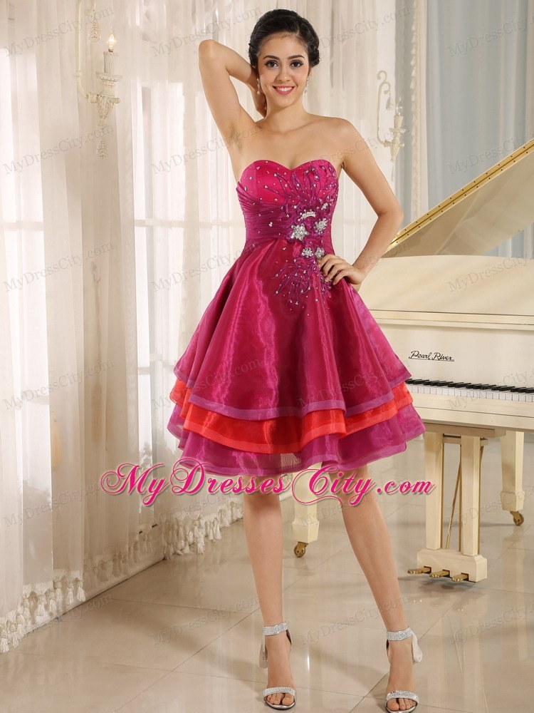 Multi-color Short Beading Decorate Homecoming Dress With Appliques