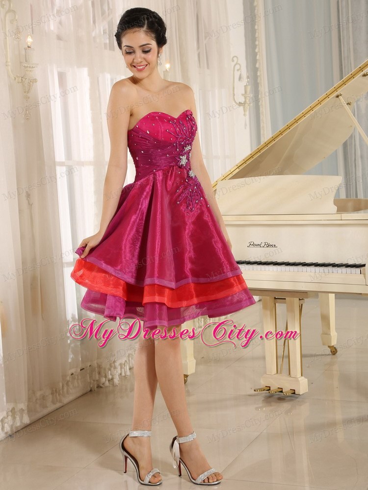 Multi-color Short Beading Decorate Homecoming Dress With Appliques