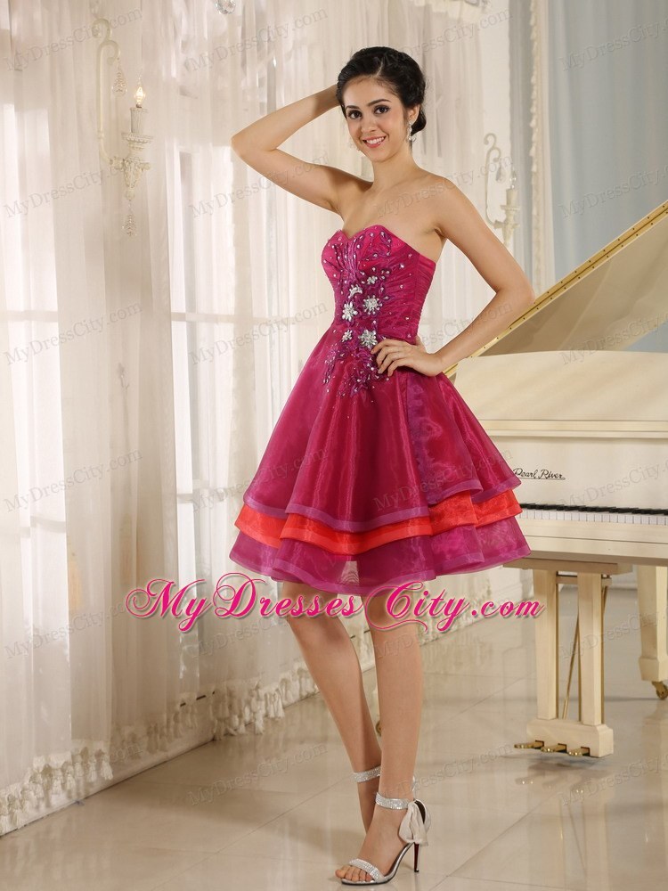 Multi-color Short Beading Decorate Homecoming Dress With Appliques