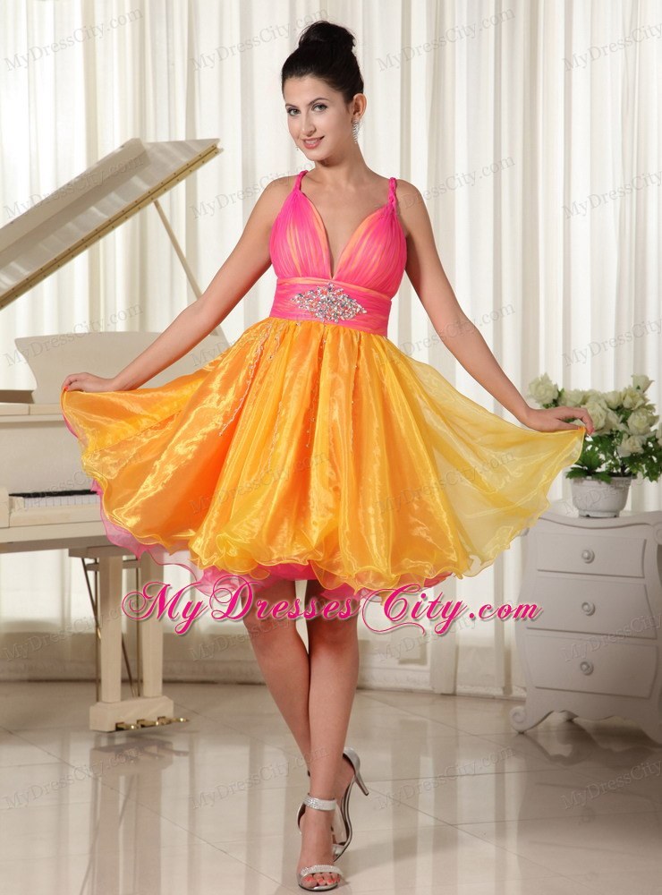 Colorful Princess Homecoming Dress Straps and Beaded Decorate