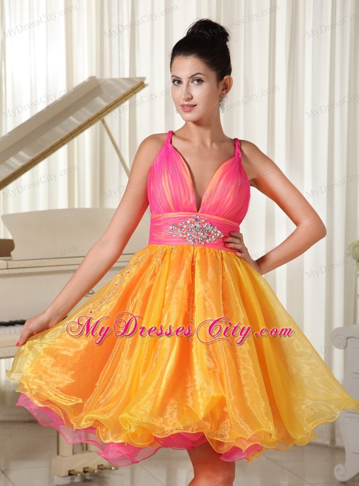 Colorful Princess Homecoming Dress Straps and Beaded Decorate