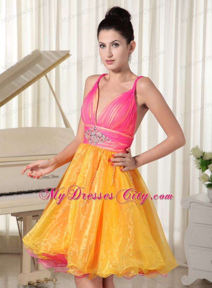 Colorful Princess Homecoming Dress Straps and Beaded Decorate