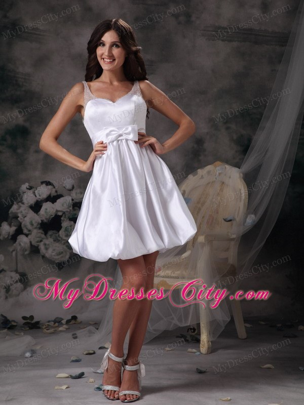 Customize Column Straps Short Homecoming Dress Bow Decorate