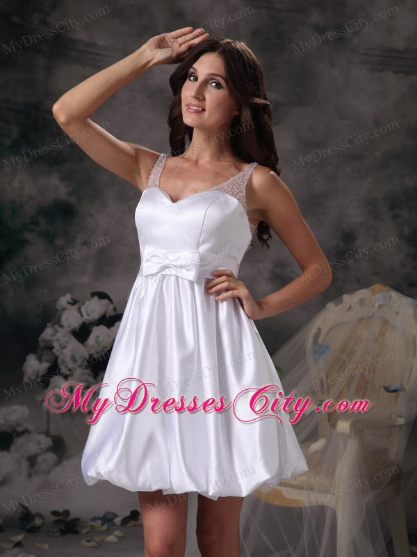 Customize Column Straps Short Homecoming Dress Bow Decorate