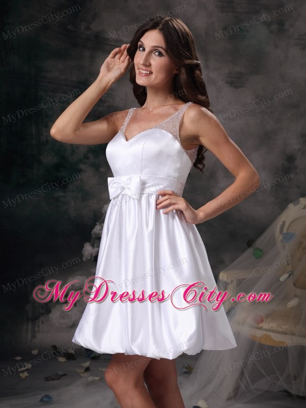 Customize Column Straps Short Homecoming Dress Bow Decorate