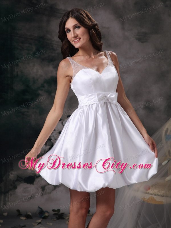 Customize Column Straps Short Homecoming Dress Bow Decorate