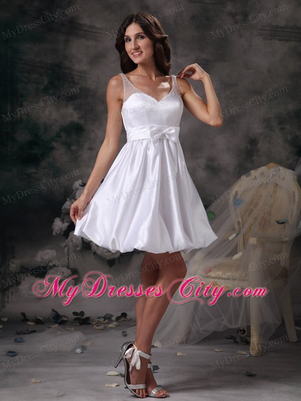 Customize Column Straps Short Homecoming Dress Bow Decorate