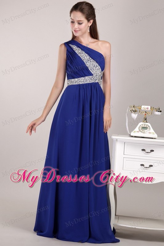 2014 New Style Blue One Shoulder Homecoming Dress with Sequins