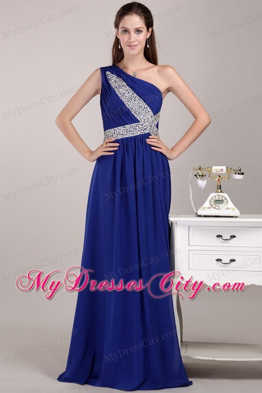 2014 New Style Blue One Shoulder Homecoming Dress with Sequins