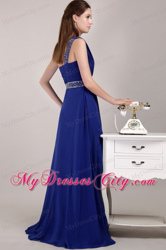 2014 New Style Blue One Shoulder Homecoming Dress with Sequins