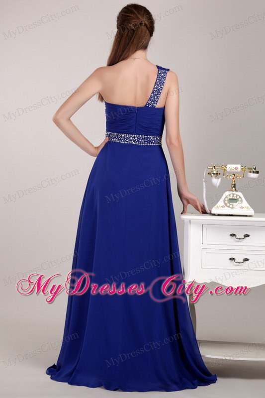 2014 New Style Blue One Shoulder Homecoming Dress with Sequins