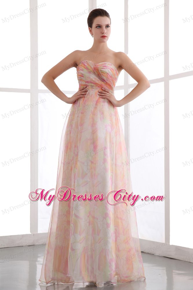 Colorful Sweetheart Printing Homecoming Dress Pleated design