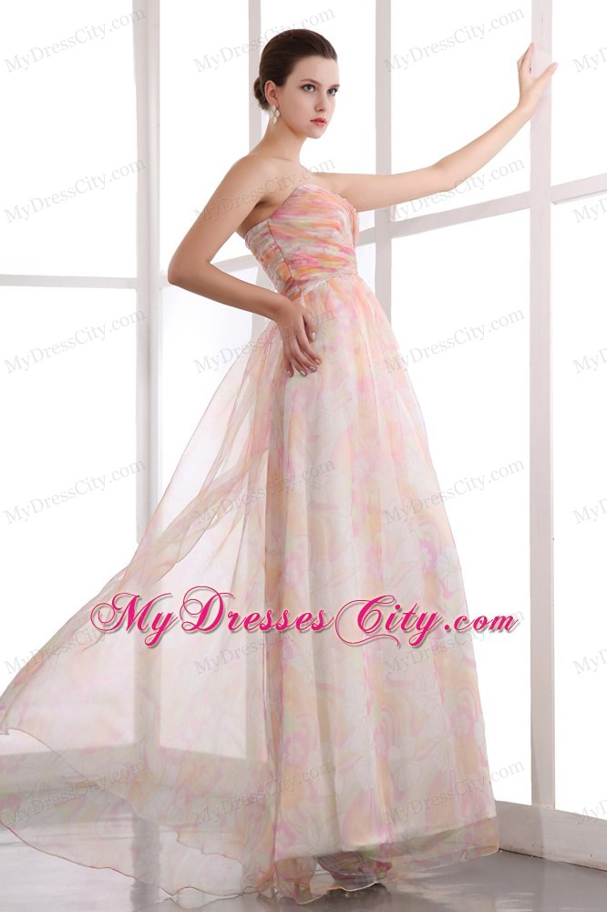 Colorful Sweetheart Printing Homecoming Dress Pleated design