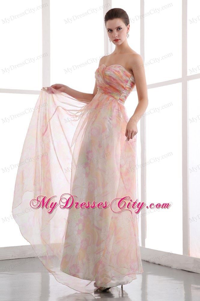 Colorful Sweetheart Printing Homecoming Dress Pleated design