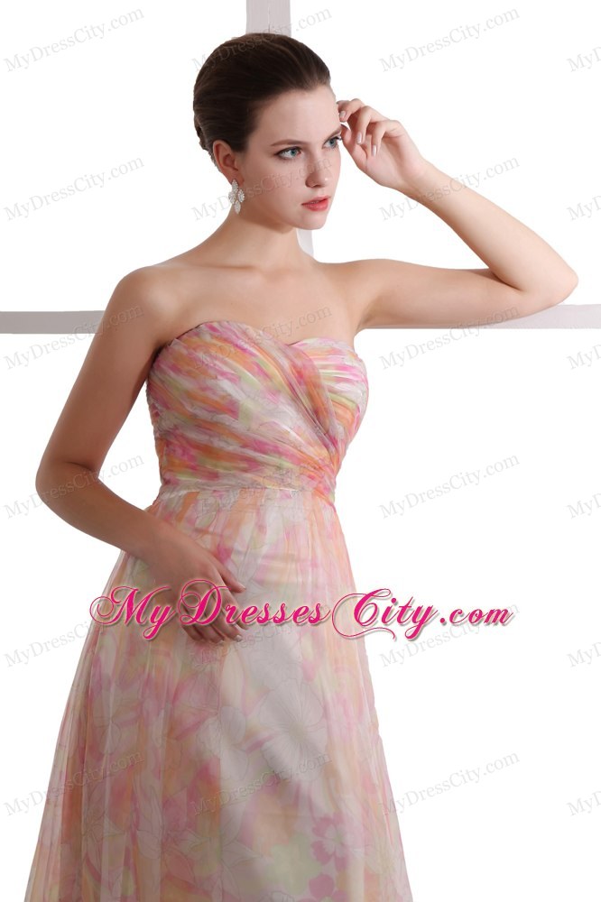 Colorful Sweetheart Printing Homecoming Dress Pleated design