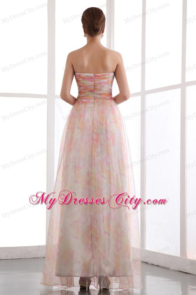 Colorful Sweetheart Printing Homecoming Dress Pleated design