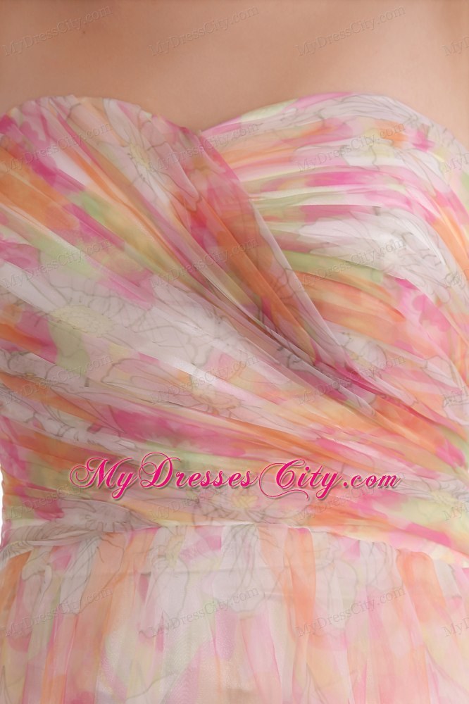 Colorful Sweetheart Printing Homecoming Dress Pleated design