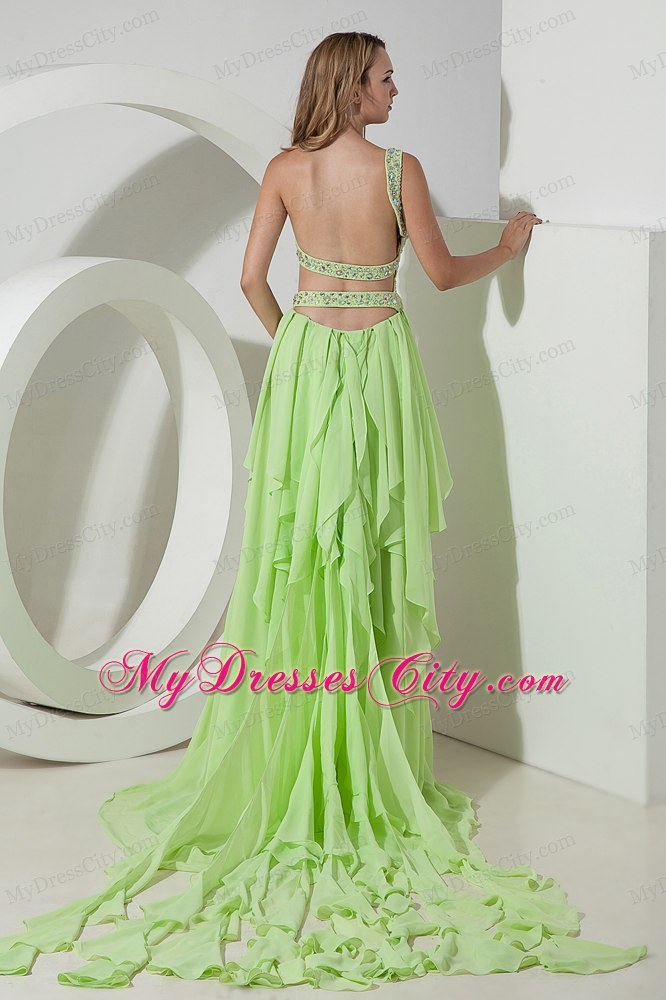 Beautiful Light Green One Shoulder High-low Homecoming Dress