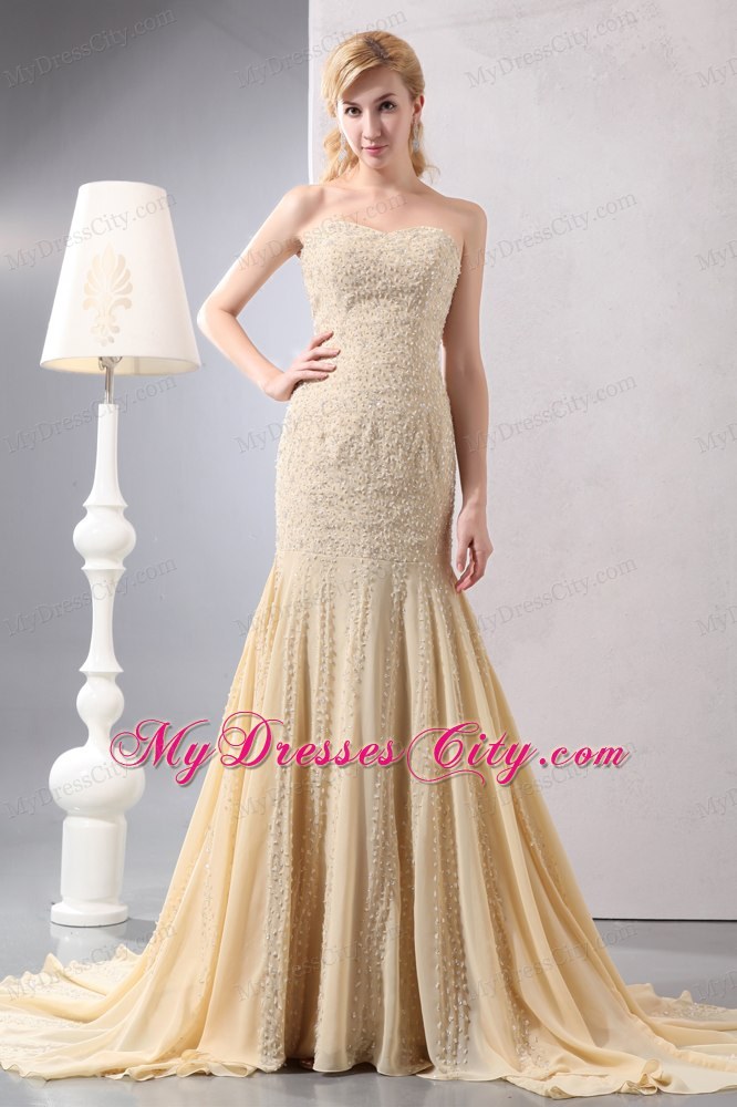 Gold Mermaid Court Homecoming Dress Beading and Sequins Decorate