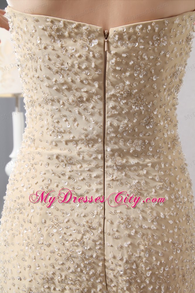 Gold Mermaid Court Homecoming Dress Beading and Sequins Decorate